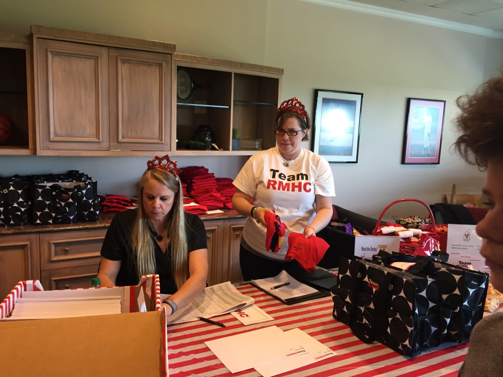 We picked up our RMHC swag at the RMHC suite over looking the Braves Spring Training diamond. Loved reconnecting with blogger amazing person Jana Anthoine (standing in crown) and meeting everyone on the TeamRMHC staff.